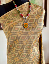 RUCHITA — BEIGE POCHAMPALLY SILK WITH COLOURFUL IKAT GEOMETRICS