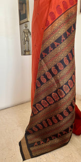 PRATISHRUTI – RUST BOMKAI WITH STUNNING WOVEN AANCHAL