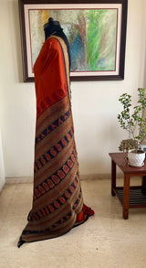 PRATISHRUTI – RUST BOMKAI WITH STUNNING WOVEN AANCHAL