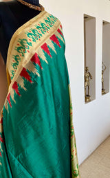 CHARMI- ELEGANT GREEN PATOLA SILK SAREE WITH EXQUISITE PEACOCK MOTIFS