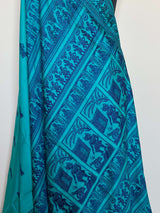 IPSA- UNIQUE BLUE BALUCHARI SILK SAREE WITH INTRICATE MOTIFS