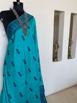 IPSA- UNIQUE BLUE BALUCHARI SILK SAREE WITH INTRICATE MOTIFS