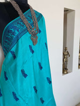 IPSA- UNIQUE BLUE BALUCHARI SILK SAREE WITH INTRICATE MOTIFS