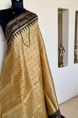 DEVINA- ELEGANT KHANDUA SILK SAREE WITH IKAT AND TEMPLE MOTIFS