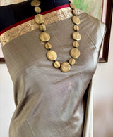 SATVIKA — GREY KANJIVARAM WITH MAROON AND GOLD DETAILS