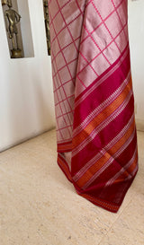 RUMITA — A DELICATE PEACHISH MAUVE PATLI KANJIVARAM WITH MAROON FLORALS