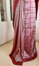 RUMITA — A DELICATE PEACHISH MAUVE PATLI KANJIVARAM WITH MAROON FLORALS
