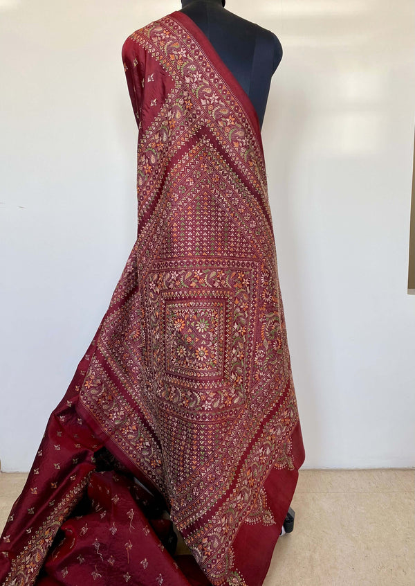 AHELI- EXQUISITE HANDCRAFTED KANTHA SAREE