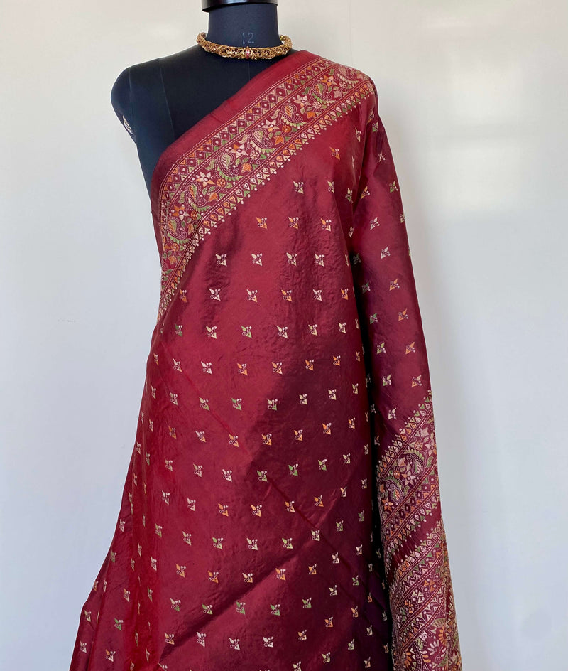 AHELI- EXQUISITE HANDCRAFTED KANTHA SAREE