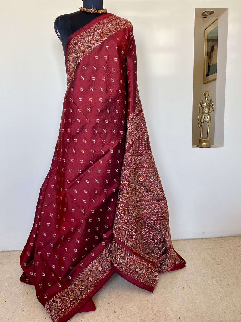 AHELI- EXQUISITE HANDCRAFTED KANTHA SAREE