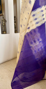 SANALNI – CREAM JAMDANI WITH REGAL PURPLE ACCENTS