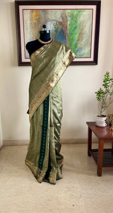 SHAONI — MEHENDI GREEN SWARNACHARI WOVEN WITH TALES OF DIVINITY