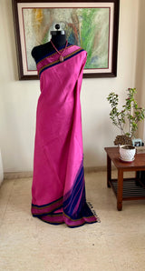 HRIDHYA – PINK KORVAI KANJIVARAM WITH NAVY CONTRASTS