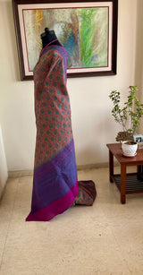 ZEHRA- DARK PEACH BANARASI WITH JEWEL TONED CONTRASTS