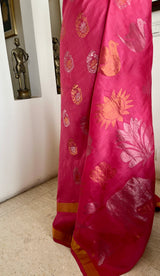 SRISHA- PINK UPPADA WITH ELABORATE WOVEN HERITAGE AANCHAL