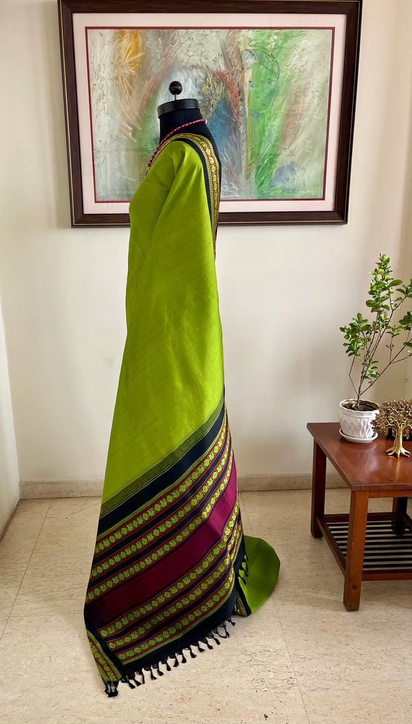 SARVITHA – ELEGANT KORVAI KANJIVARAM WITH PEACOCK AND RUDRAKSHA MOTIFS