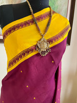 NEVADHI – CLASSIC KORVAI KANJIVARAM SILK WITH CONTRAST AANCHAL