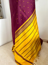 NEVADHI – CLASSIC KORVAI KANJIVARAM SILK WITH CONTRAST AANCHAL