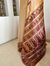 USHRI – LIGHT BEIGE AND BROWN BALUCHARI WITH MYTHOLOGICAL MOTIFS