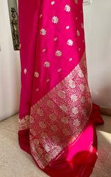 TVARITA- MAGENTA BANARASI SAREE WITH GOLD ZARI FLORALS