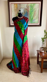 VARSHAIKA- POCHAMPALLY SILK SAREE WITH VERTICAL BANDED MOTIFS