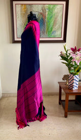 OVIKA - NAVY BLUE KANJIVARAM SILK  IN CLASSIC CONTRASTS
