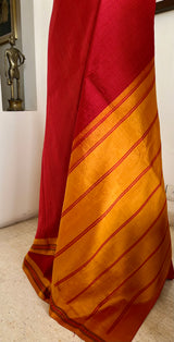 DEEPAL - STRIKING KATTAM KANJIVARAM IN RED AND YELLOW