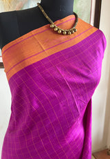 RUJITHA - MAGENTA KANJIVARAM WITH UNUSUAL CHECKED CONTRASTS