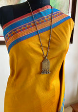 MEYYOLI - OCHRE KANJIVARAM IN RUST AND TEAL CONTRASTS