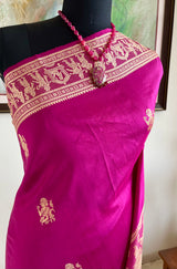 SRUMONA — MAGENTA BALUCHARI WITH MYTHOLOGICAL WOVEN TALES
