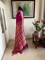 SRUMONA — MAGENTA BALUCHARI WITH MYTHOLOGICAL WOVEN TALES