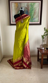 RISHAA – LIGHTWEIGHT GREEN KANJIVARAM WITH RED MAROON ZARI AANCHAL