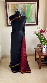 AVRISHA — CONTEMPORARY BLACK KANJIVARAM WITH CHECKED CONTRASTS