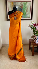 JIVISHA - ORANGE KANJIVARAM IN CLASSIC STRIPED CONTRASTS