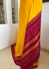 VITHIYA – YELLOW AND MAGENTA KORVAI WITH BHENDU AANCHAL