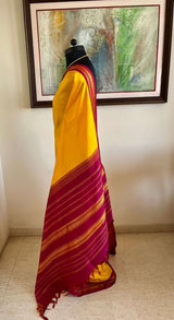 VITHIYA – YELLOW AND MAGENTA KORVAI WITH BHENDU AANCHAL
