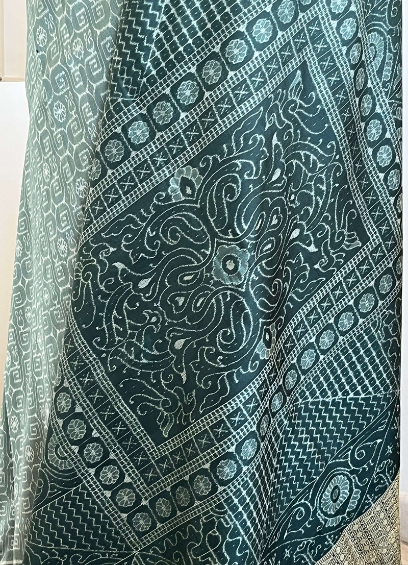 SUBASINI – DARK SEA GREEN SAMBALPURI BOMKAI SILK BEAUTY