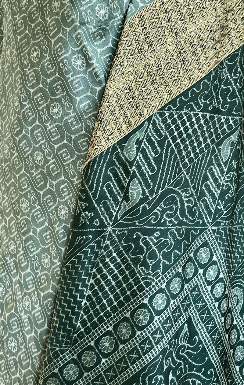 SUBASINI – DARK SEA GREEN SAMBALPURI BOMKAI SILK BEAUTY
