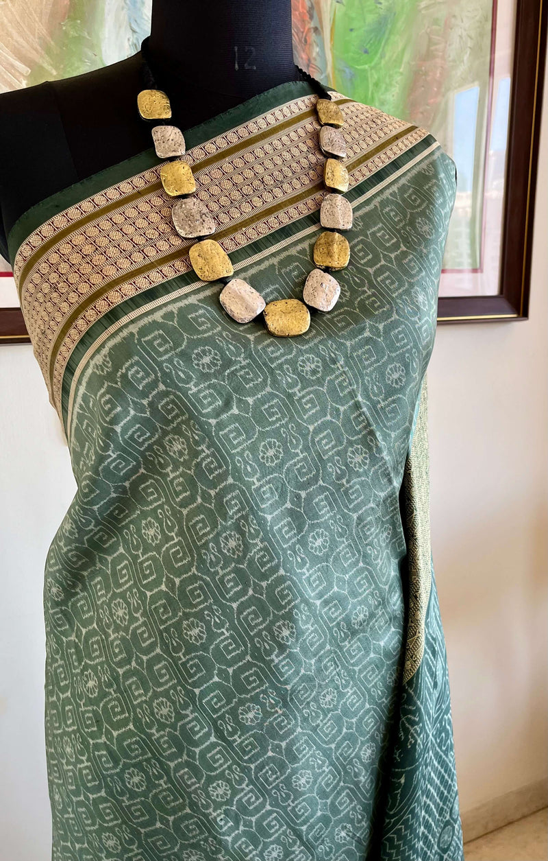 SUBASINI – DARK SEA GREEN SAMBALPURI BOMKAI SILK BEAUTY