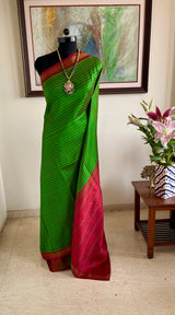 PRIYASHIKA — 2 IN 1 GREEN KANJIVARAM WITH DUAL AANCHALS