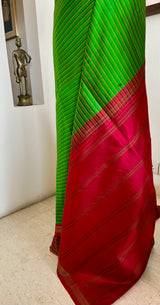 PRIYASHIKA — 2 IN 1 GREEN KANJIVARAM WITH DUAL AANCHALS