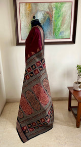 NIRBHIKA – HANDLOOM BOMKAI COTTON WITH PARROTS AND FLORAL AANCHAL