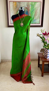 PRIYASHIKA — 2 IN 1 GREEN KANJIVARAM WITH DUAL AANCHALS