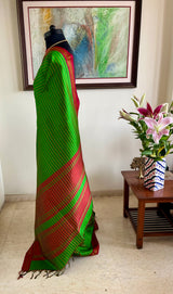 PRIYASHIKA — 2 IN 1 GREEN KANJIVARAM WITH DUAL AANCHALS