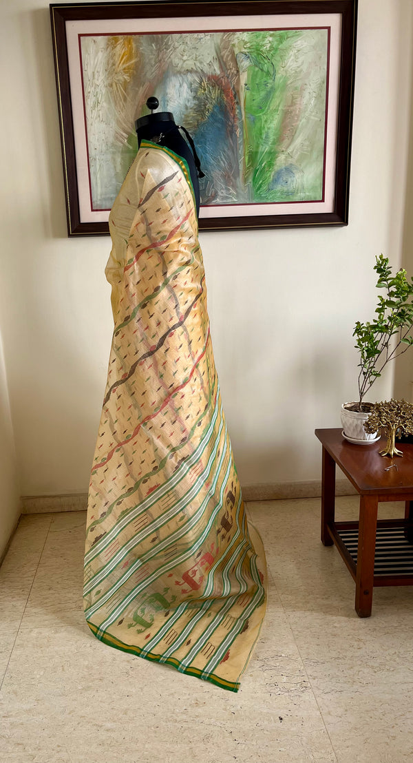 NIRMAYI- LIGHT TUSSAR JAMDANI SAREE WITH ZARI BORDER