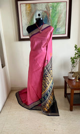SHUBHA- PINK BOMKAI SILK WITH WOMEN CARRYING POT MOTIFS