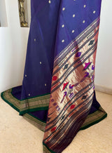 ATHIYA – SHOT COLOUR PAITHANI WITH NARALI BORDER AND MOR KUNDA AANCHAL