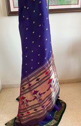 ATHIYA – SHOT COLOUR PAITHANI WITH NARALI BORDER AND MOR KUNDA AANCHAL