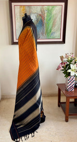 KALPINI — RUST KANJIVARAM SILK WITH BOLD BLACK CONTRASTS