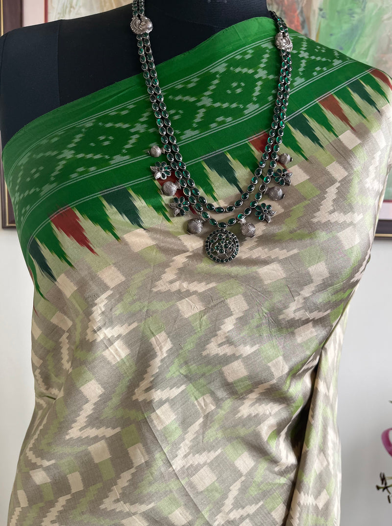 SHARODHINI- PUTAPAKKA SAREE WITH CHEVRON BODY DIAMOND AANCHAL